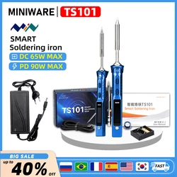 Blue Miniware Original TS101 Soldering Iron 90W Programmable Temperature Adjustable TS100 Soldering Iron Upgrade With Tip