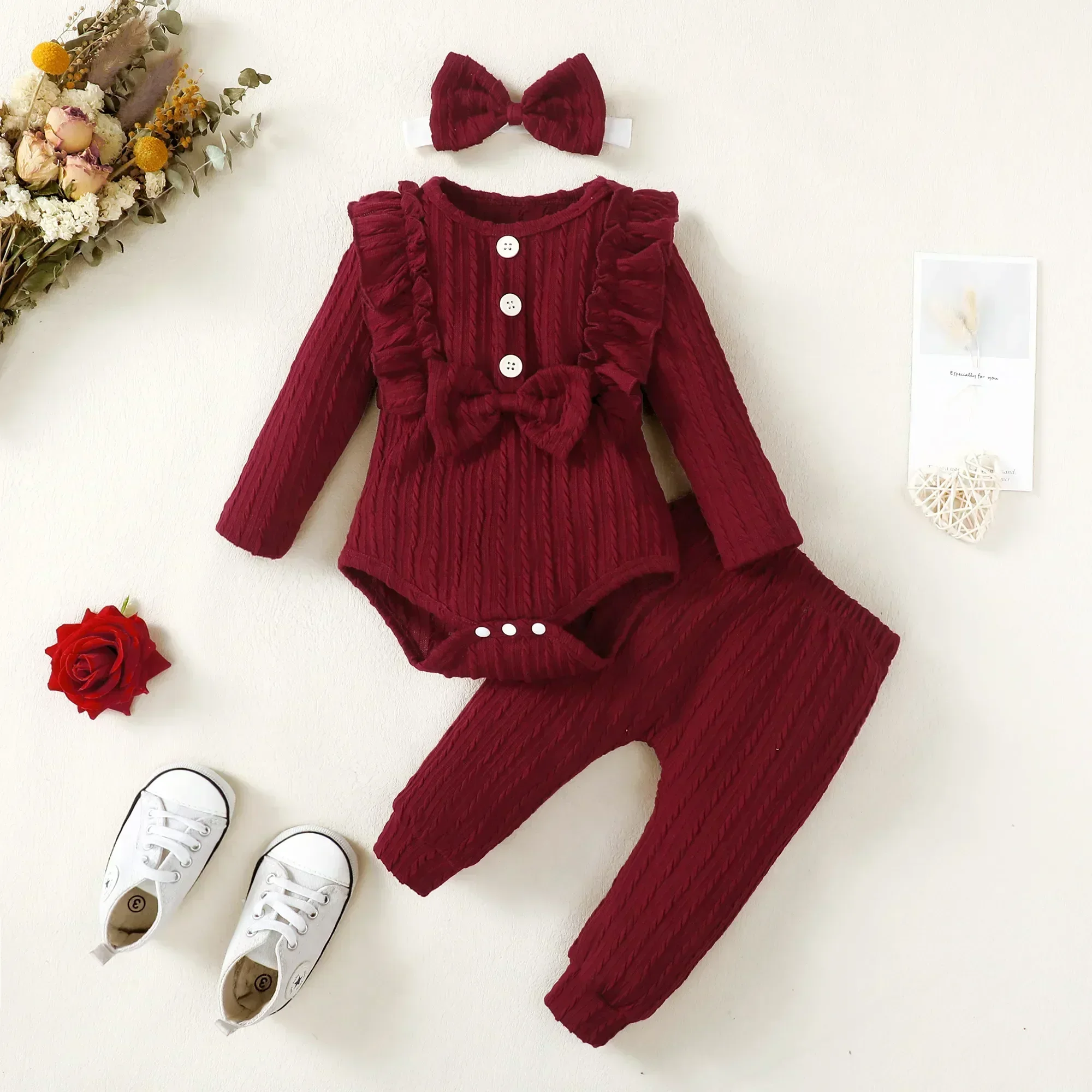 3PCS Baby Girl Romper Outfit Set 1