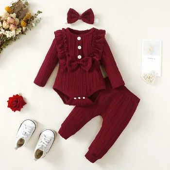3PCS Baby Girl Romper Outfit Set 1