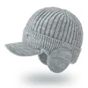 K268 Outdoor Woolen Cap Korean Version Men's Pullover Cap Warm and Thickened Duck Tongue Knitted ear Protection Baseball Hat 3