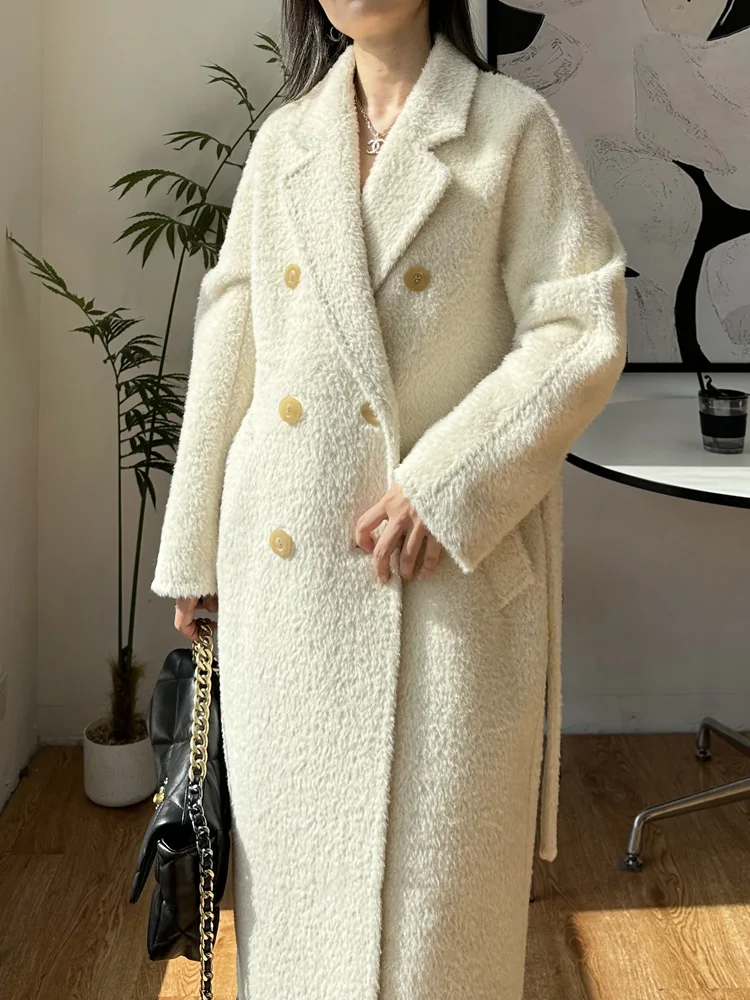 High Quality Women Thick Alpaca Wool Coat New Vintage Double