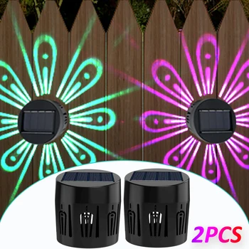 정원 태양광 울타리 LED 야외 장식 ABS 그림자 벽 램프, IP65 방수 RGB 다채로운 LED 조명, 벽 마당용