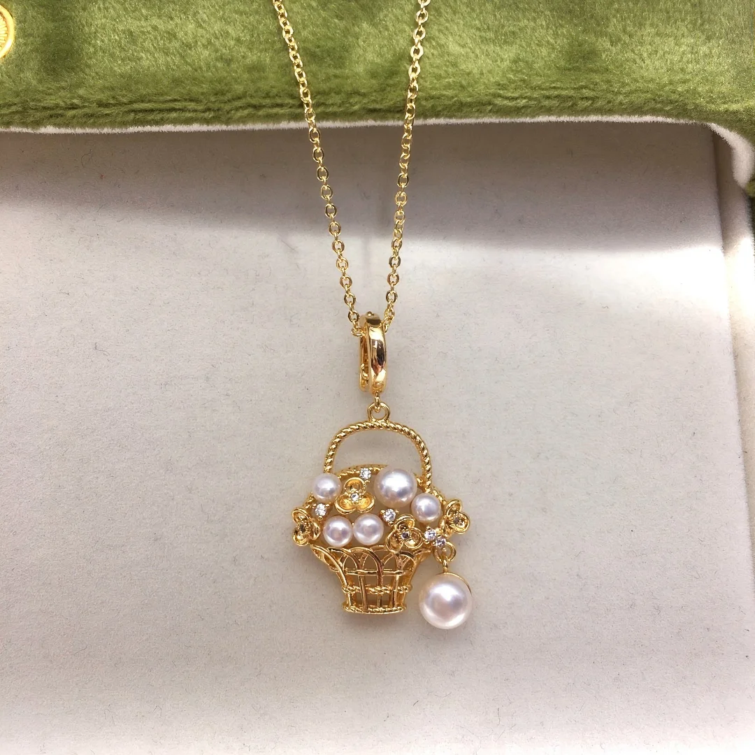 Natürliche Süßwasser Perle Anhänger Hohle Blume Korb Perle Anhänger Universal Schnalle Design Licht Luxus Stil frauen Schmuck – Detail 2
