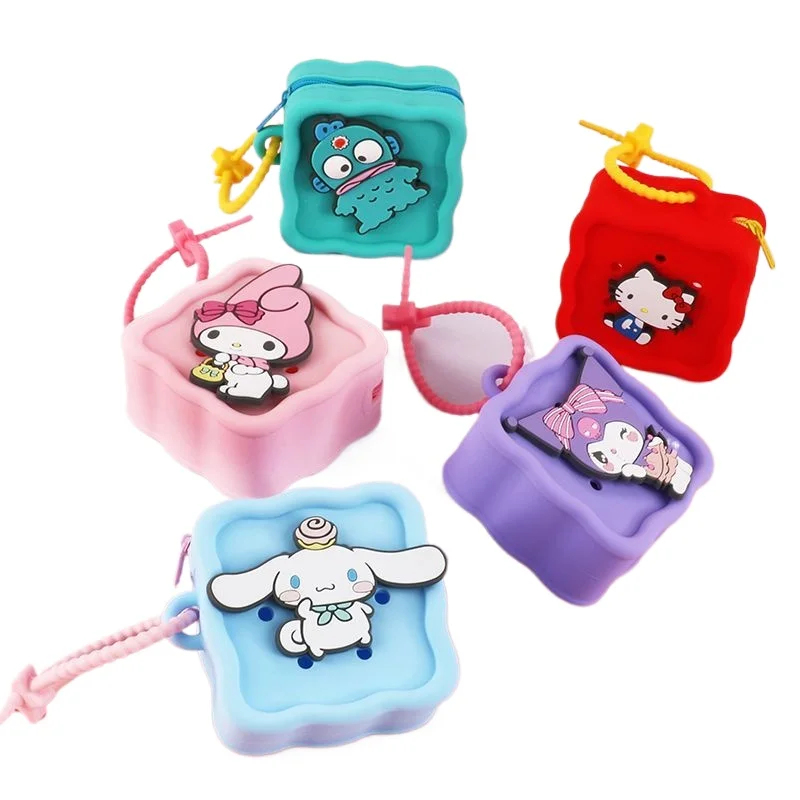 

New Sanrio Animation Genuine DIY Hello Kitty Clownfish Silicone Coin Purse Mini Cute Kuromi Bluetooth Headphone Storage Bag Gift