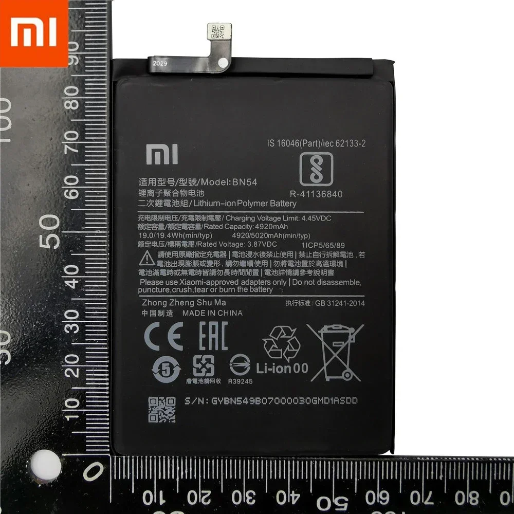 100% Original XIAOMI BN54 Replacement Battery For Xiaomi Redmi Note 9 Redmi 10X 4G Authentic Phone Batteries 5020mAh +Free Tools