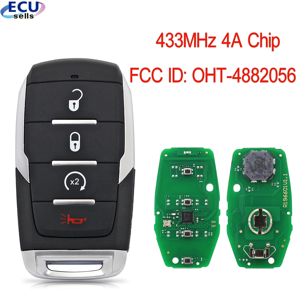 3/4/5/6 Buttons Smart Prox Remote Key with 433.92MHz 4A Chip for Dodge Ram 1500 Pickup Fob FCC ID: OHT-4882056 car remote key