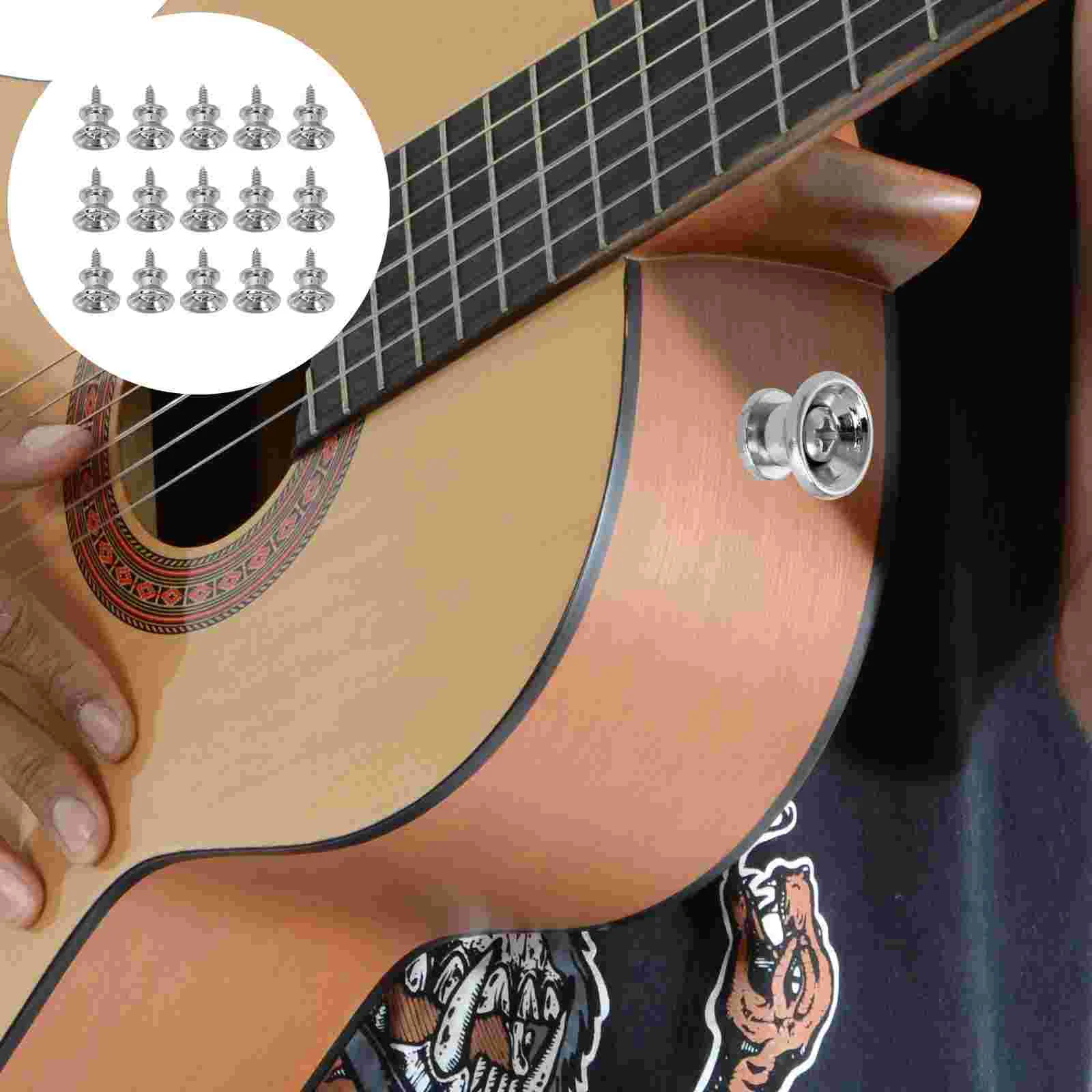 

15 Pcs Bass Guitar Strap End Nails Instrument Safe Lock Straps Non-skid Tail Gift Metal Button Buckle Locks Peg