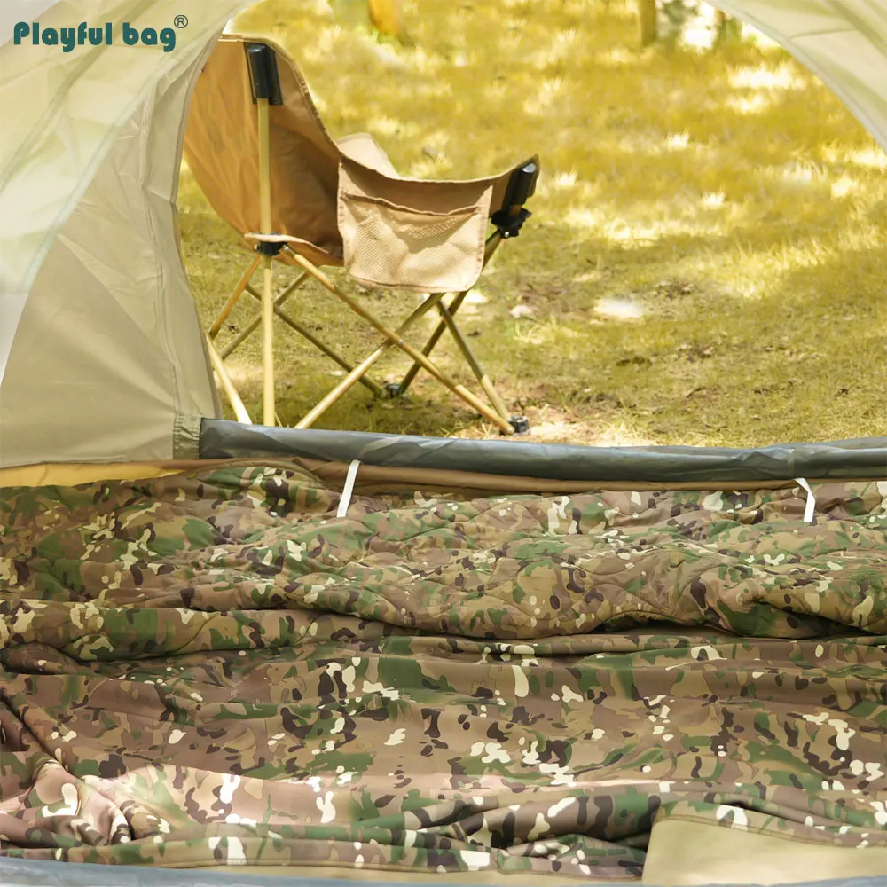 Camping Camouflage Quilt Multifunctional Picnic Blanket Outdoor Windproof Poncho Waterproof Napping Quilt Keep Warm NA81