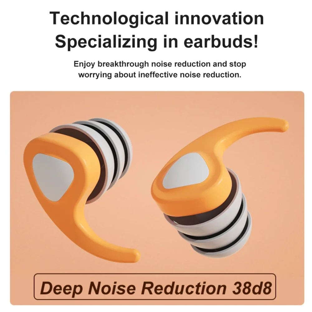 Silicone Noise Reduction Earplug Reusable Waterproof Anti-Noise Ear Plugs Sound Blocking Earplugs for Travel Work Sleep Swimming 6
