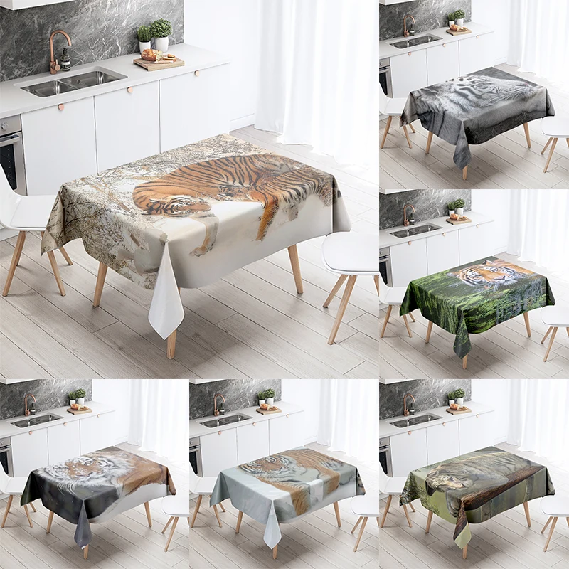 

Тигр джунгли скатерть с животными наружный кемпинг вечерние украшение стола ресторана водонепроницаемый кухонный домашний декор
