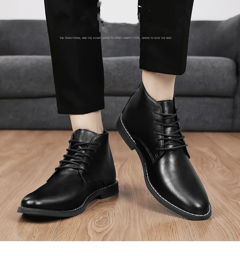 2023 New High-top Men's Casual Leather Shoes Classic White Business Men's Derby Shoes Fashion Pointed toe Dress Shoes Men Oxford