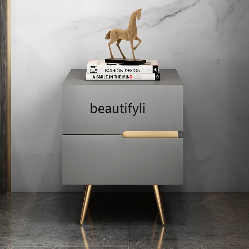 

yj Nordic Light Luxury Bedside Table Simple Two-Drawer Cabinet Mini Bedside Cabinet Italian Locker