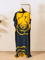 Robe caftan à col rond, robe ample à manches chauve-souris à la mode avec écharpe, vêtements pour femmes 3