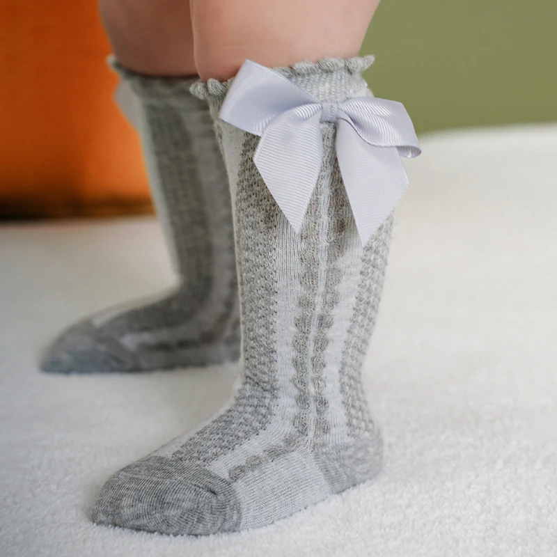 

New Baby Cotton Socks With Bows Knee High Girls Princess Socks For Kids Newborn Infant Long Tube Sock Soft Children's Socks