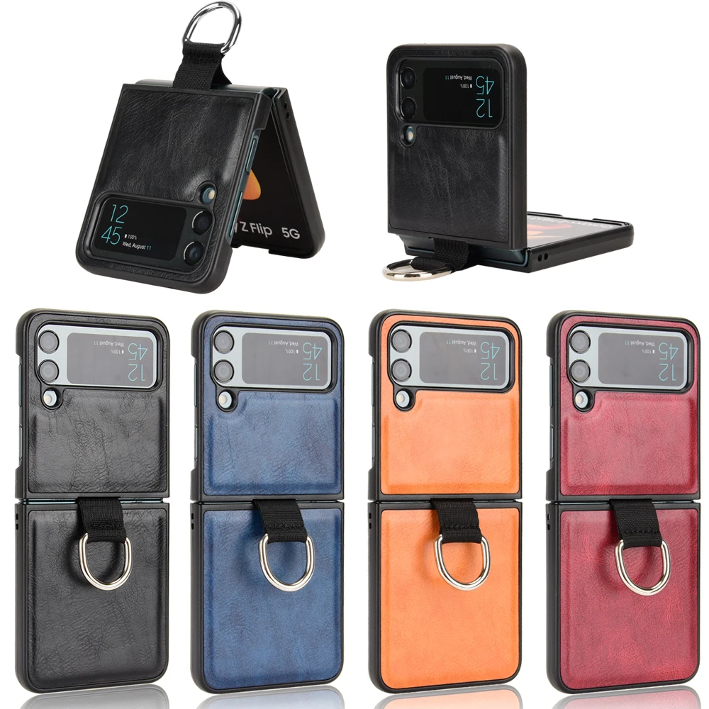 Luxury Leather Case with Ring Holder Lanyard for Samsung Galaxy Z