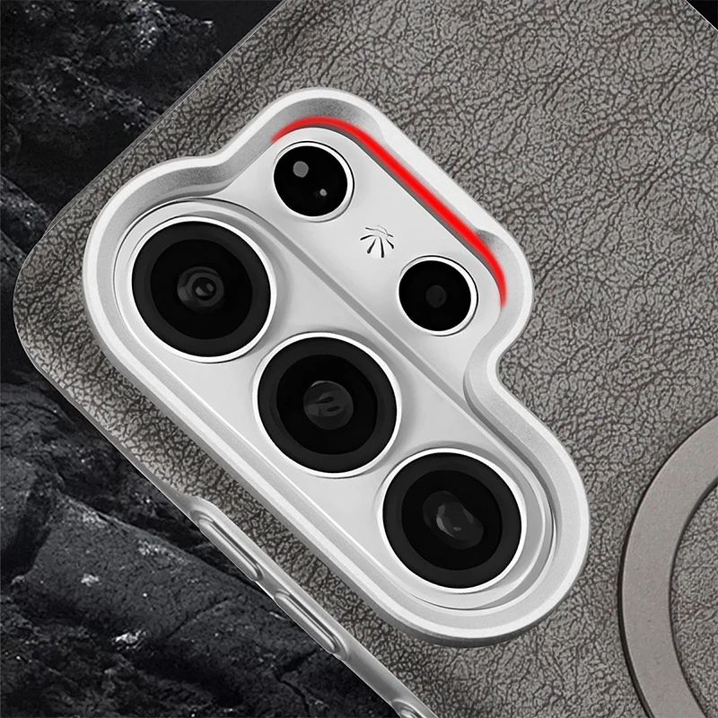 Leather Magnetic Protective Phone Case with Electroplated Finish
