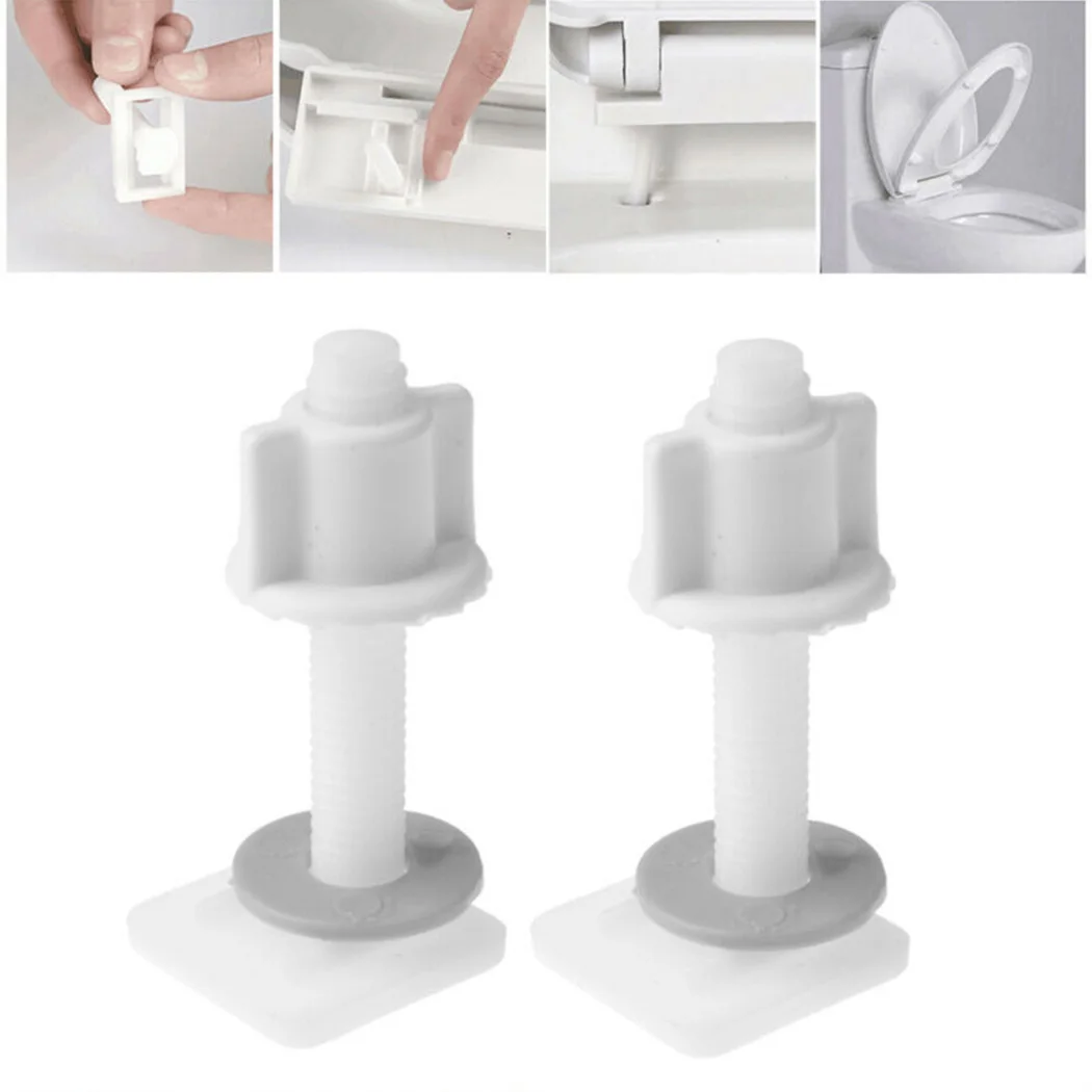 Toilet Seat Accessories Toilet Hinge Replacement Plastic Toilet Seat Hinge Repair Bolts + Fitting Screws +Washers Kit Accessories Bathroom Toilet Lid Replacement Patrts