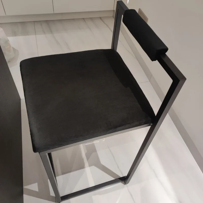 Nordic Velvet Back Bar Chairs Kitchen Furniture Iron High Bar Stool Counter Stool