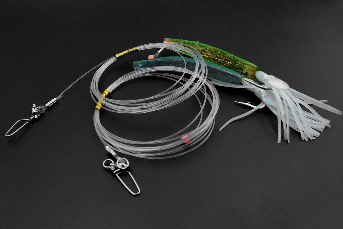 ZYZHE 1 Stück Trolling-Angelvorrichtung 10cm Bowhorn-Haken mit 3M-Schnur, verstärkte Jig-Fischhaken, Topwater-Köder-Hilfshaken – Detail 8