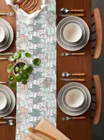 Cartoon Animal Cat Linen Table Runner Dresser Scarf Table Decor Farmhouse Kitchen  Dining Table Runner Holiday Party Decor 2