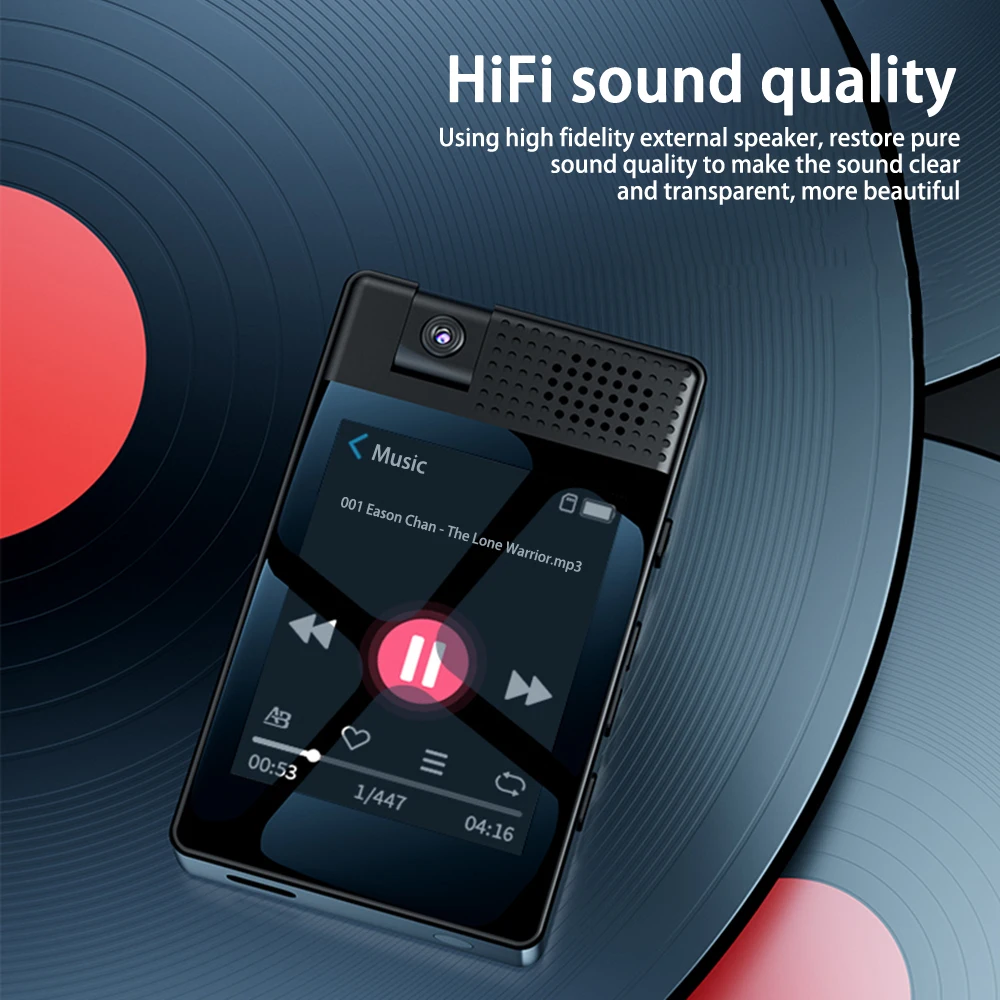금속 블루투스 5.3 MP3 음악 플레이어, 터치 스크린, 2.5 인치 휴대용 음악 플레이어, 지지대 FM 전자책 비디오 녹음기, TF 카드, 8 GB, 16GB