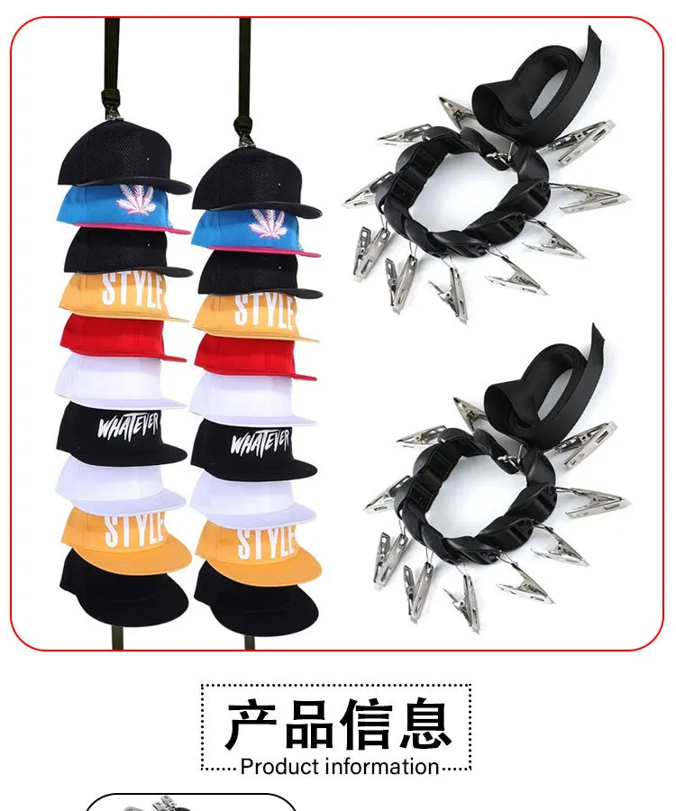 Description Picture 2 of itemHanging Hat Organizers for Bedroom Closet Space Saving Wall Door Storage Rack for Baseball Cap Felt Storage Holders Hat Hook