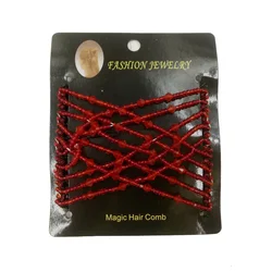 Vintage Black Elastic Hair Comb Clip for Women - Creative Korean Styling Headwear (Red)