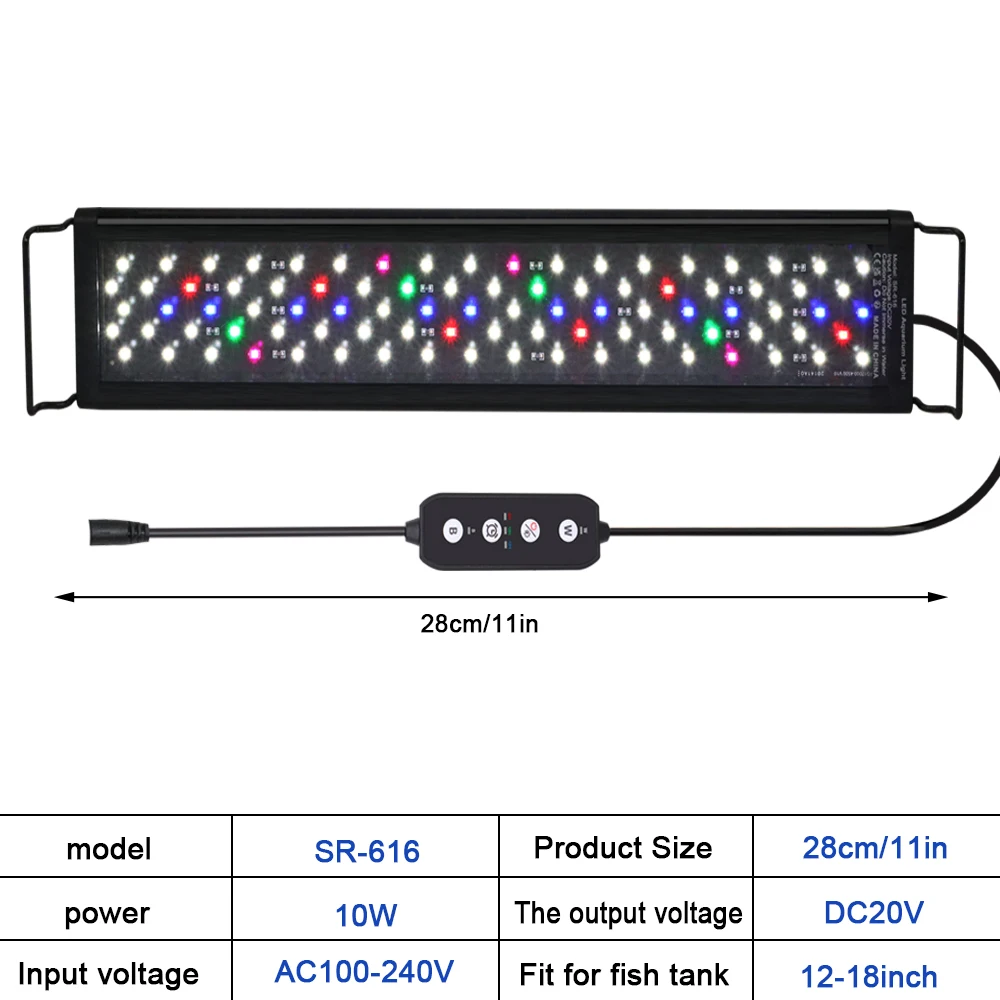 12-30 Inch Aquarium Dimmable Iighting LED light With Timer And Power-off Memory