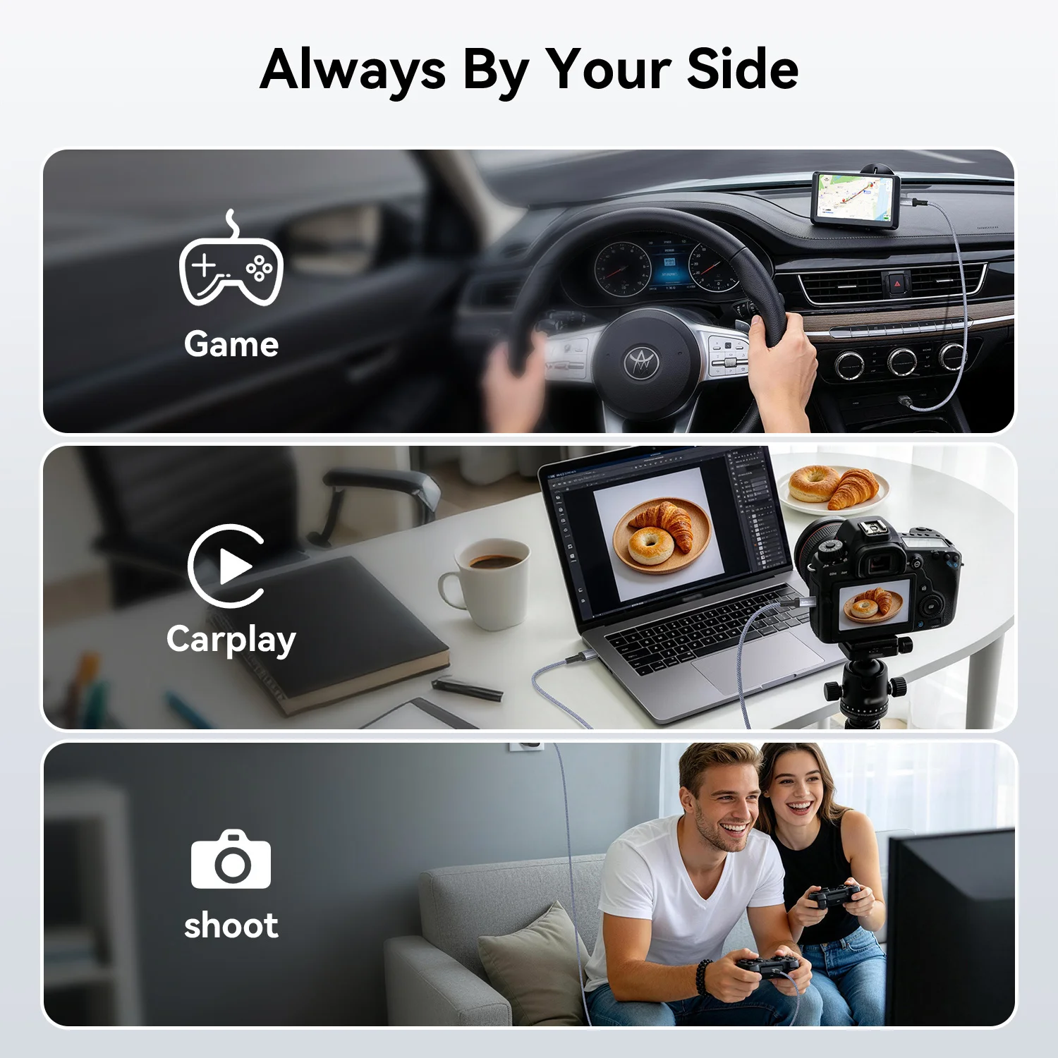 SUNKANDI USB C-마이크로 USB 케이블, 벽면 충전기, 맥북 프로, 에어, 갤럭시 S22용 브레이디드 USBC-마이크로USB OTG 480Mbps 코드