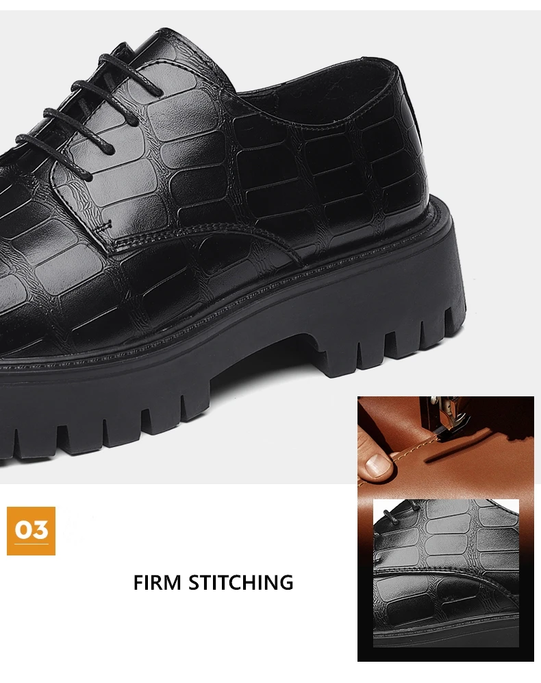Große Größe Männer Höhe Erhöhen Leder Schuhe Dicke Sohle Business Casual Formale Oxfords Rutschfeste Bequeme Pendeln Kleid Schuhe – Detail 11