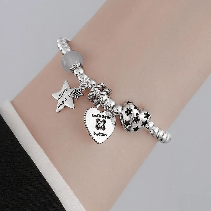 2024 New Fashion Beads Bracelet for Women Love Heart Star Charms Bracelets Party Jewelry Friend Gifts