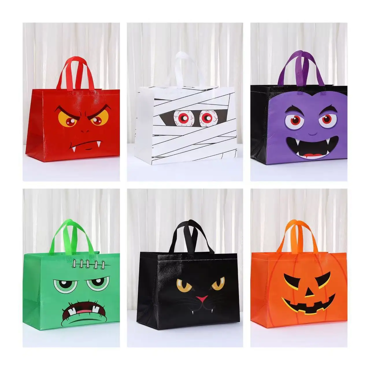 Halloween Monster Non Woven Bags Reusable Trick or Treat Tote Gift Bag for Candy Cookie... - SKU NWB01900 - UGI Packaging