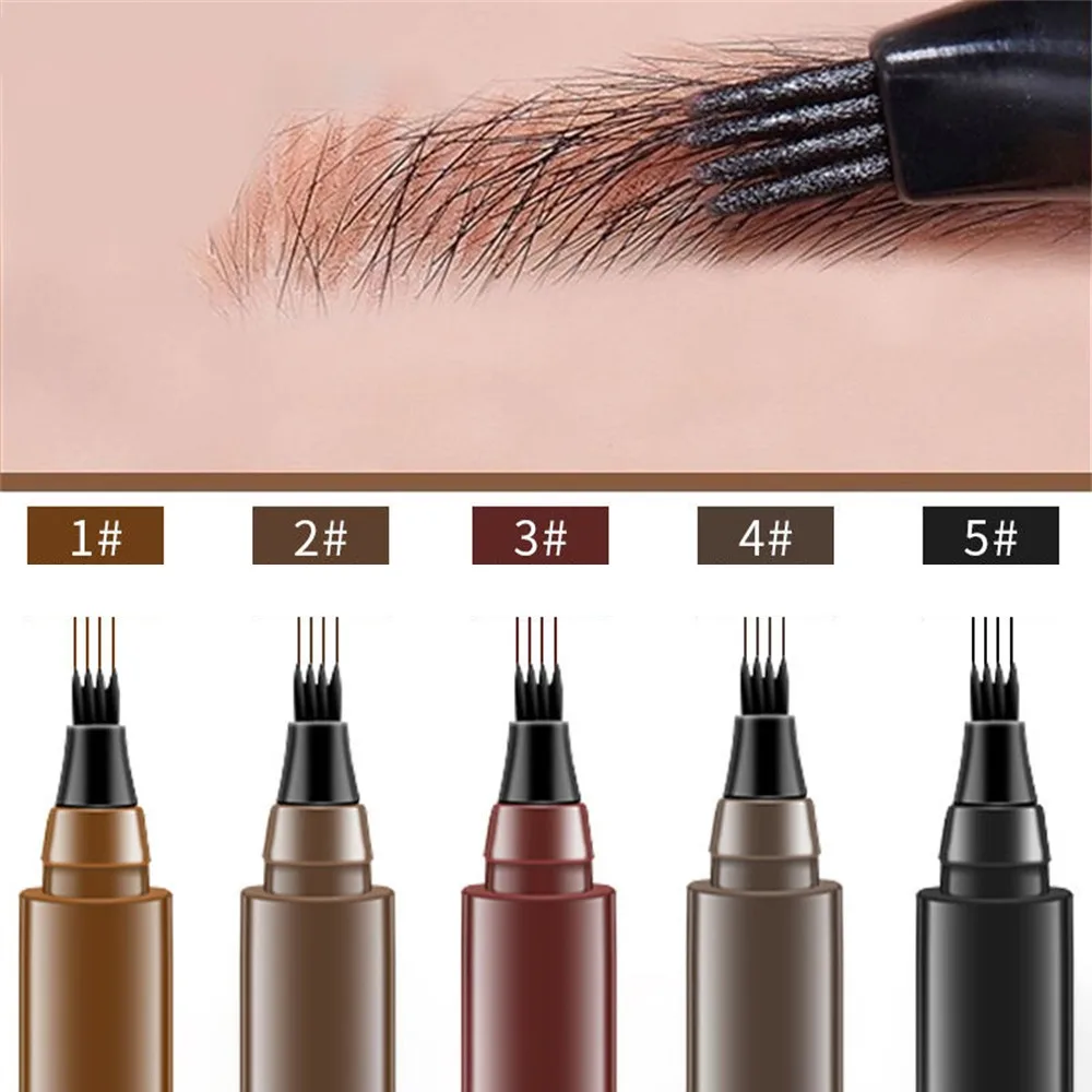 5 Colors Microblading Eyebrow Pen Waterproof Liquid Eyebrow Pencil Long Lasting Eyebrow Pen 4 Points Eye Brow Pen Cosmetics 5