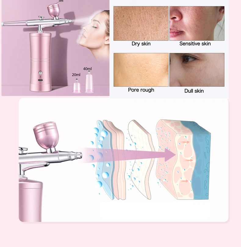 Oxygen Injection Facial Care Tools Humidifier Skin Care Hydration Home Use Beauty Devices Makeup Airbrush Nails Art Painting