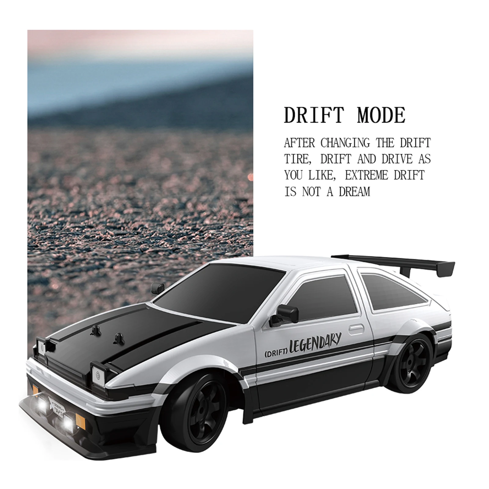 RC Drift Car, Voiture De Sport, Équipée De 2 Ensembles De Pneus, Corps Avec  Lumières Colorées, Ailes Arrière Légères Modifiées, Système De Suspension