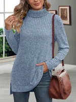 Autumn Warm Thick Cold Resistant Women Sweaters Loose Knitted Turtleneck Ladies Pullovers Striped Soft Long Sleeved New Jumpers - Image 3