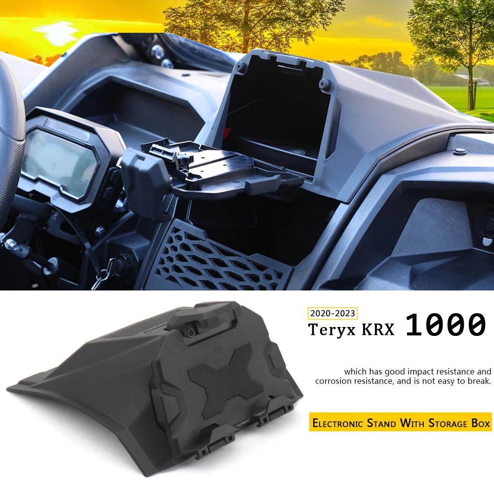 New Accessories For Kawasaki Teryx KRX 1000 2020 2021 2022 2023 Black Electronic Device Tablet Phone Holder With Storage Box