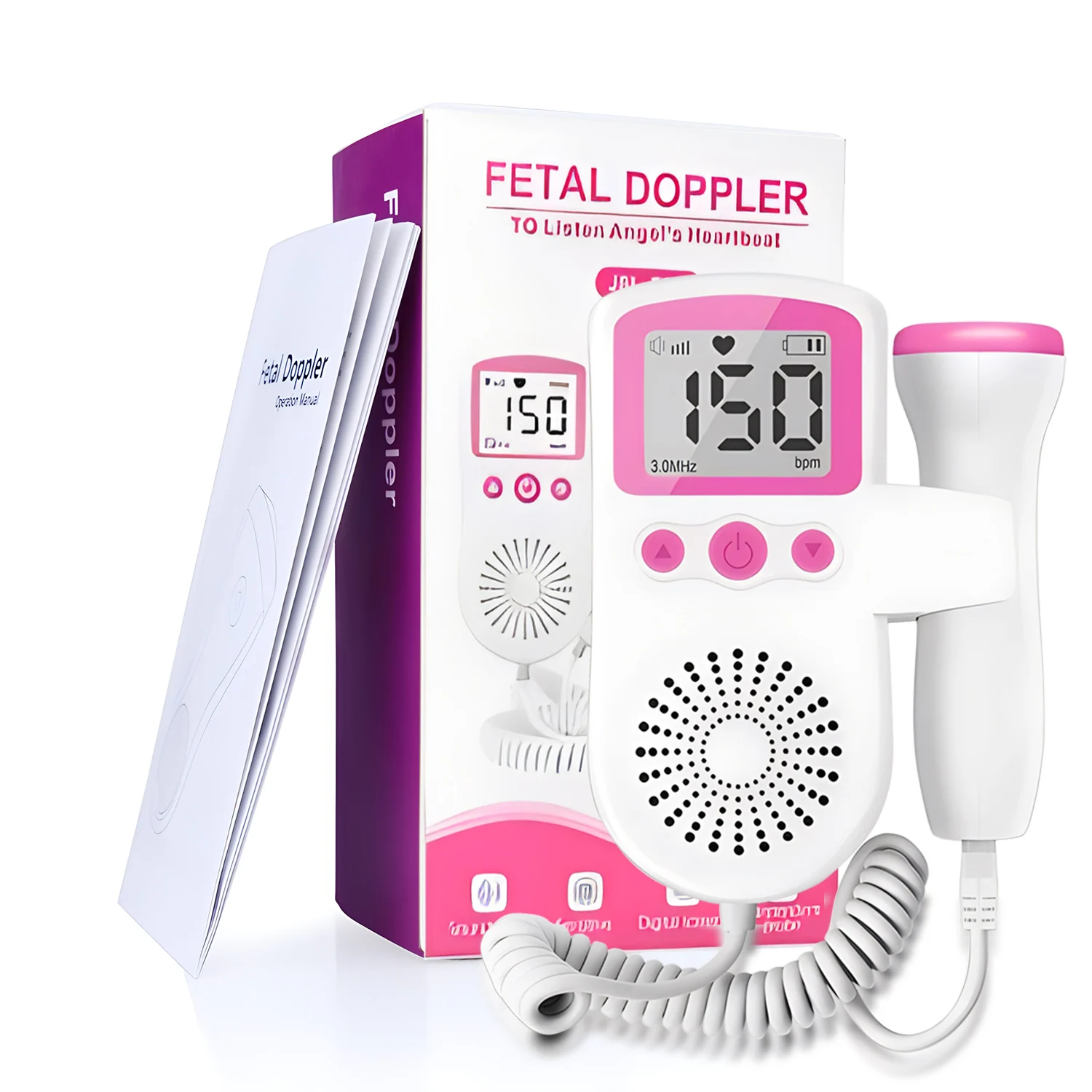 3.0MHz LCD Fetal Doppler Baby Prenatal Heart Rate Detector Home Sonar Doppler Stethoscope Pregnant Household Women Fetal Monitor fetal heart rate monitor