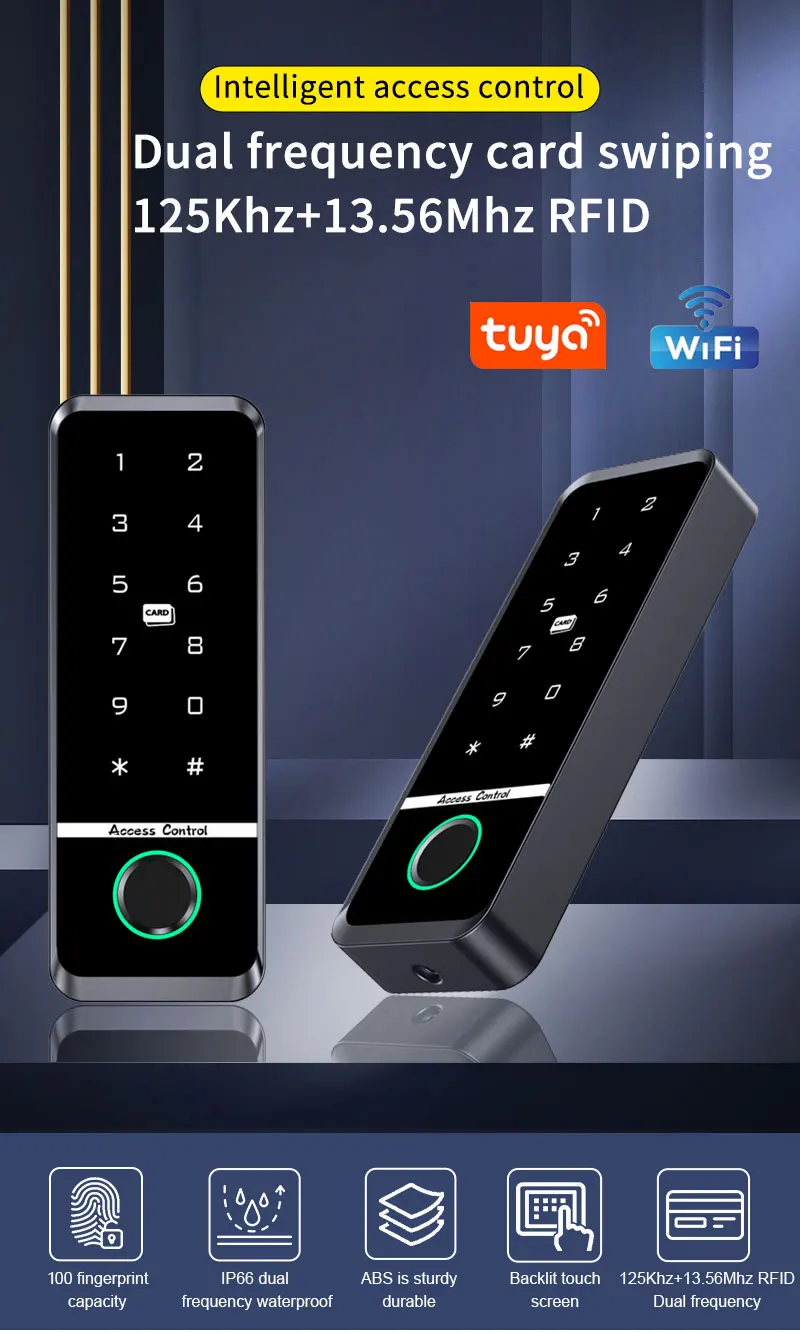 WiFi Tuya Fingerprint Access Controller Outdoor Waterproof Standalone RFID Keypa