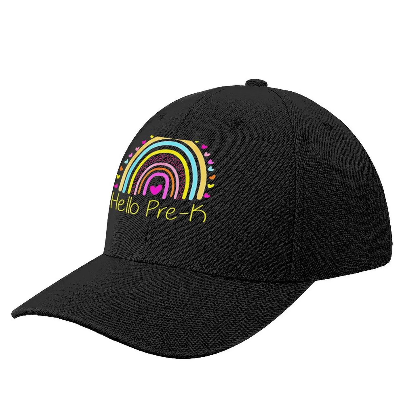 

Hello Pre-K Rainbow Team Hello Preschool Rocks Squad Teacher Baseball Cap Big Size Hat party hats Visor Golf Wear Men Women'S