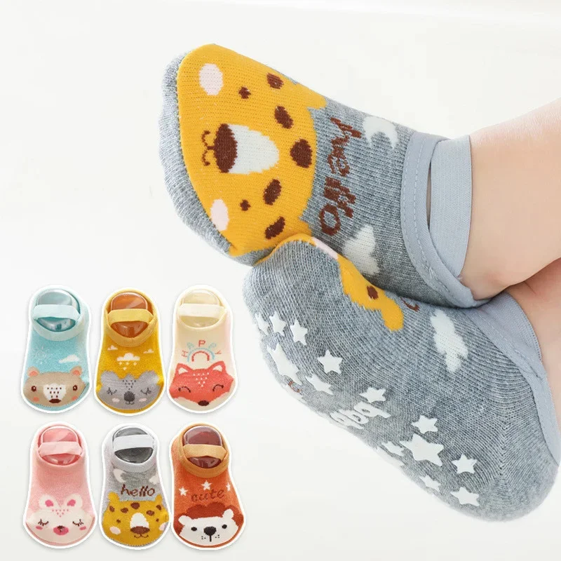 0-3Years Newborn Baby Girls Boys Socks Non Slip Cotton Cartoon Print Kids Socks For Boys Girls Toddler Floor Sock Spring Autumn