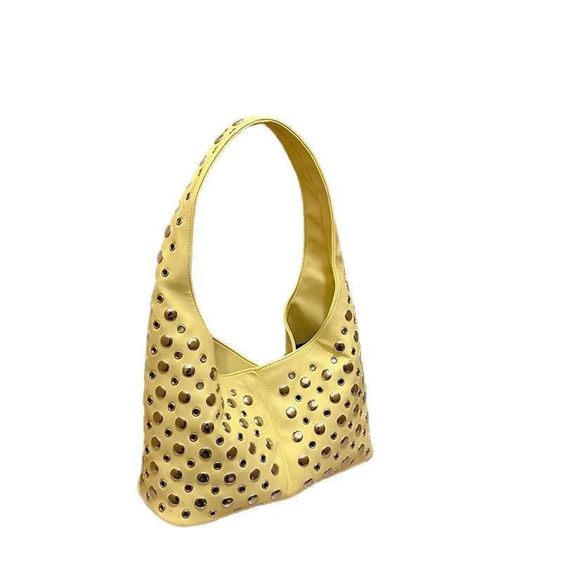 Large Capacity Bucket Fashion Rivet Casual Tote Bag Women's Handbag Female Cool High Quality Shoulder Underarm Bag