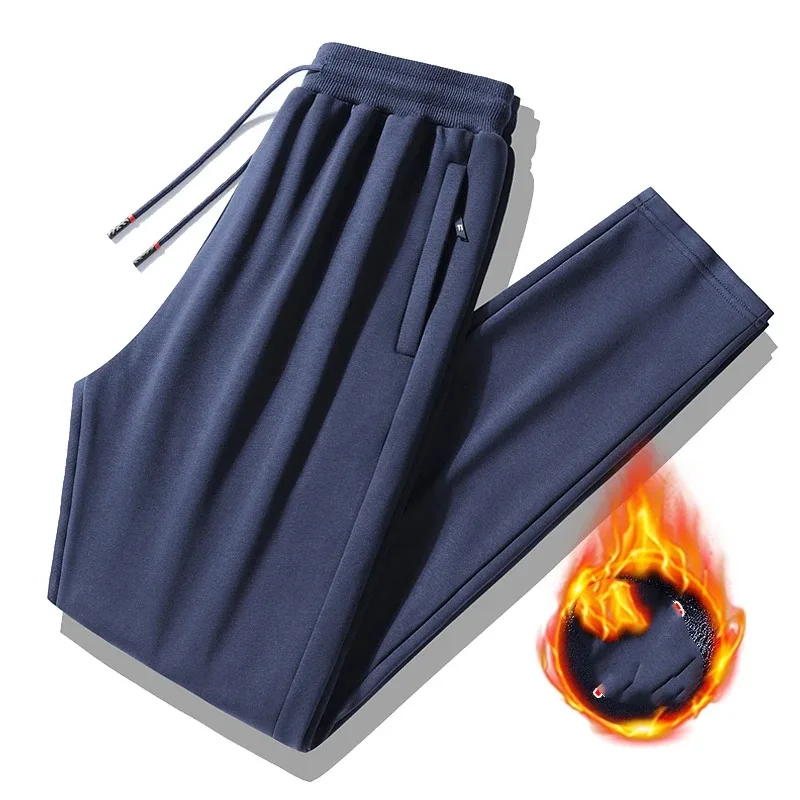 Autumn Winter Men's Solid Color High Waist Pocket Drawstring Bandage Screw Thread Zipper Casual Trousers Fashion Loose Pants