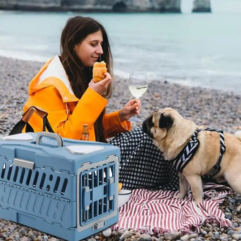 

Dog And Cat Carrier Cat Dog Foldable Carrying Cage Top Handle Design Pet Airline Carrier For Camping Aircraft Air Transport