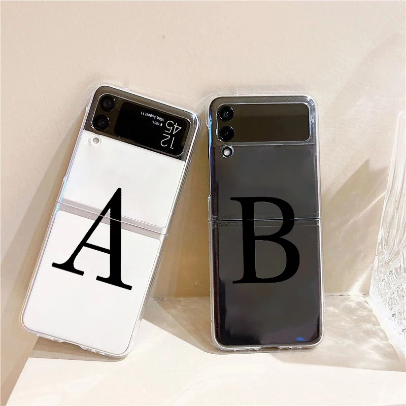 Chic Alphabet Design Clear Hard Phone Case for Samsung Galaxy Z Flip