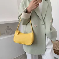 Sacs à main rétro en cuir PU souple pour femmes, sacs à bandoulière sous les bras, couleur unie, petits sacs à main à poignée supérieure, sacs à bandoulière à la mode pour dames 4