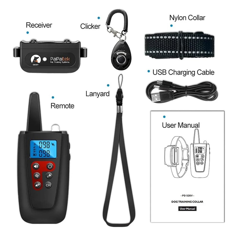 Pet Dog Training Collar Dog No Shock Collar Vibrating Dog Collar 3300ft Range IPX7 Waterproof Remote Training Collar Sound & Vibration Modes