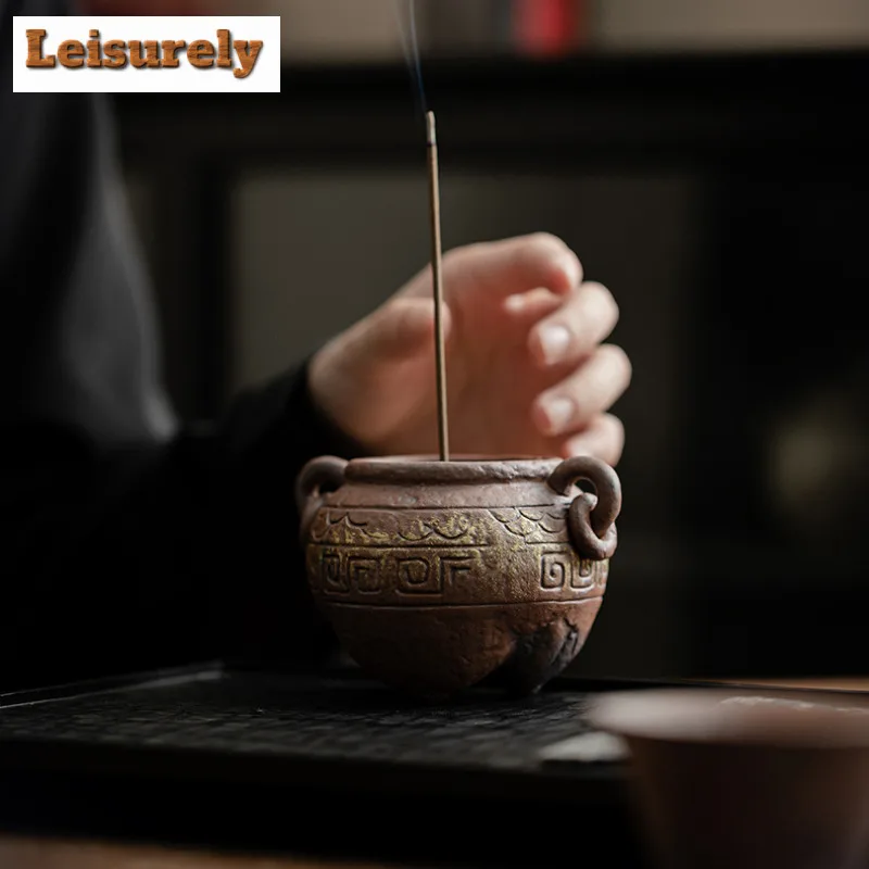 Ancient Tripod Aromatherapy Insert Holder Chinese Zen Thread Incense Burner Creative Aroma Seat Tray Tea Room Desktop Decoration