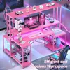 LED Computer Desk, with Power Outlets, 71 inch  with Hutch and Monitor Stand, L Shaped Desk with Storage Shelf, Gaming Desk 3