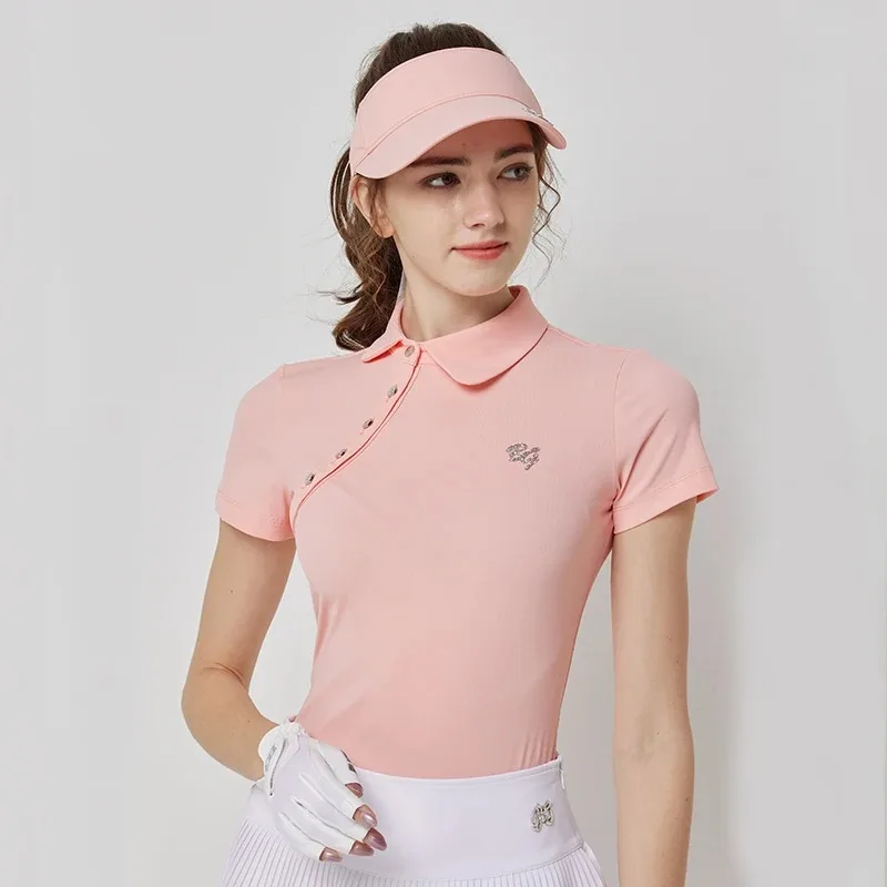 BG Golf Apparel Women's Short Sleeve T-Shirt Quick Dry Slim Fit Athletic Top High Waist Pleats Skirt Ladies Golf Tennis Clothes